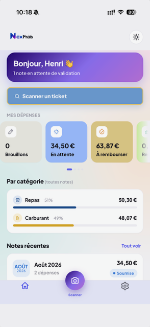 Aperçu de l'application NexFrais